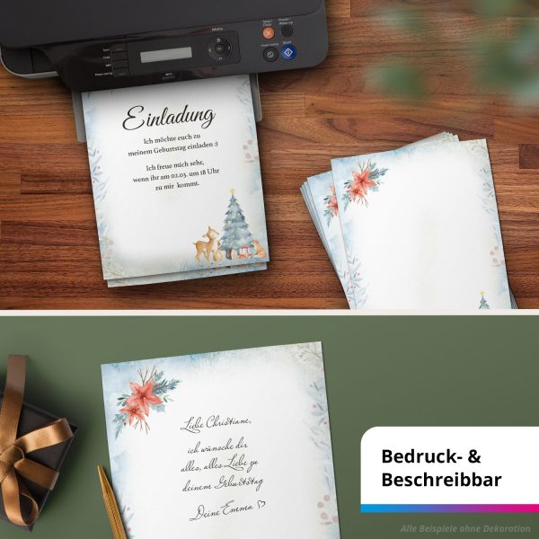 50 Blatt Briefpapier (A4) | Lovely Christmas  | Weihnachten Weihnachtspapier | edles Design Papier | beidseitig bedruckt | Bastelpapier – Bild 6