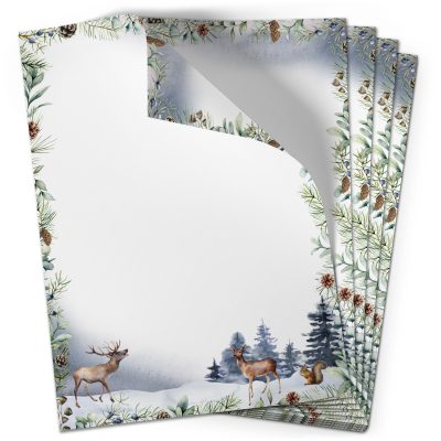 50 Blatt Briefpapier (A4) | Winter Blue  | Weihnachten Weihnachtspapier | edles Design Papier | beidseitig bedruckt | Bastelpapier
