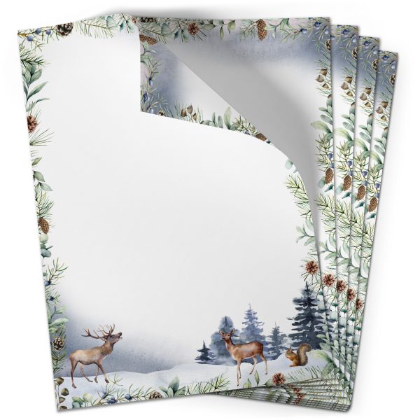 50 Blatt Briefpapier (A4) | Winter Blue  | Weihnachten Weihnachtspapier | edles Design Papier | beidseitig bedruckt | Bastelpapier