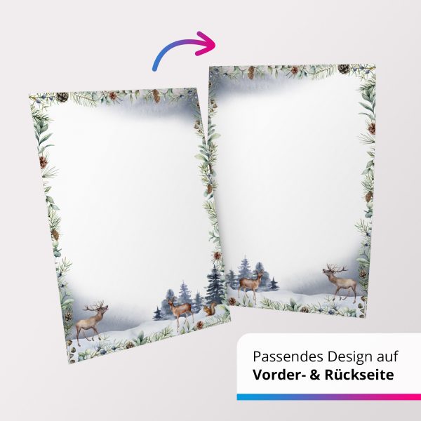 50 Blatt Briefpapier (A4) | Winter Blue  | Weihnachten Weihnachtspapier | edles Design Papier | beidseitig bedruckt | Bastelpapier – Bild 5