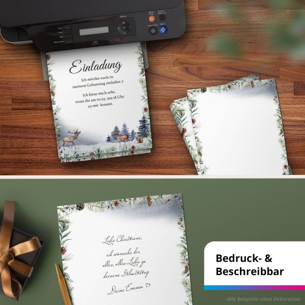 50 Blatt Briefpapier (A4) | Winter Blue  | Weihnachten Weihnachtspapier | edles Design Papier | beidseitig bedruckt | Bastelpapier – Bild 6