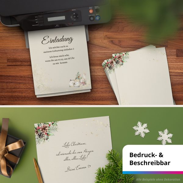 50 Blatt Briefpapier (A4) | Vintage Christmas  | Weihnachten Weihnachtspapier | edles Design Papier | beidseitig bedruckt | Bastelpapier – Bild 6
