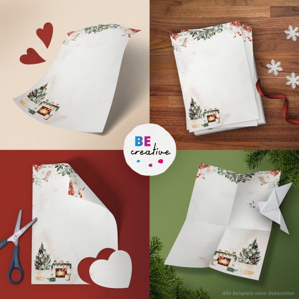50 Blatt Briefpapier (A4) | Hygge Aquarell Christmas  | Weihnachten Weihnachtspapier | edles Design Papier | beidseitig bedruckt | Bastelpapier – Bild 2