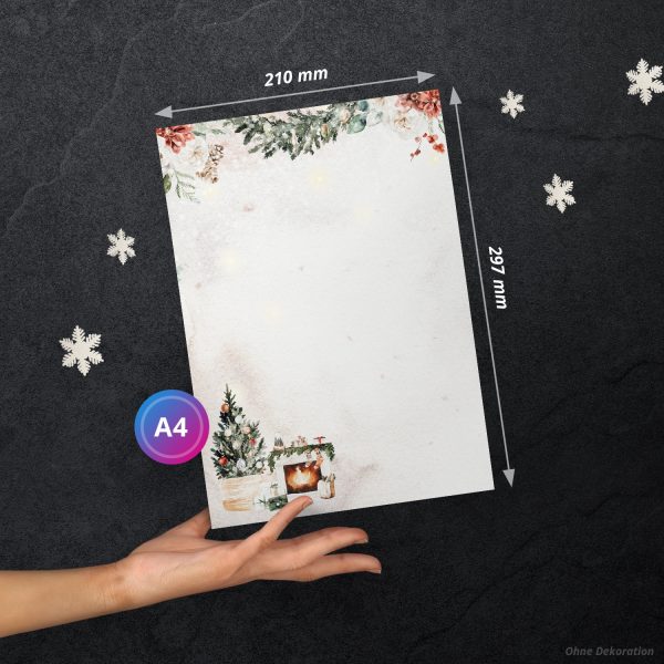 50 Blatt Briefpapier (A4) | Hygge Aquarell Christmas  | Weihnachten Weihnachtspapier | edles Design Papier | beidseitig bedruckt | Bastelpapier – Bild 3