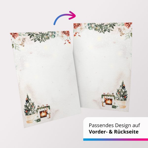50 Blatt Briefpapier (A4) | Hygge Aquarell Christmas  | Weihnachten Weihnachtspapier | edles Design Papier | beidseitig bedruckt | Bastelpapier – Bild 5