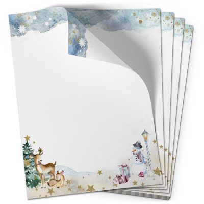 50 Blatt Briefpapier (A4) | Winter Wunderland  | Weihnachten Weihnachtspapier | edles Design Papier | beidseitig bedruckt | Bastelpapier