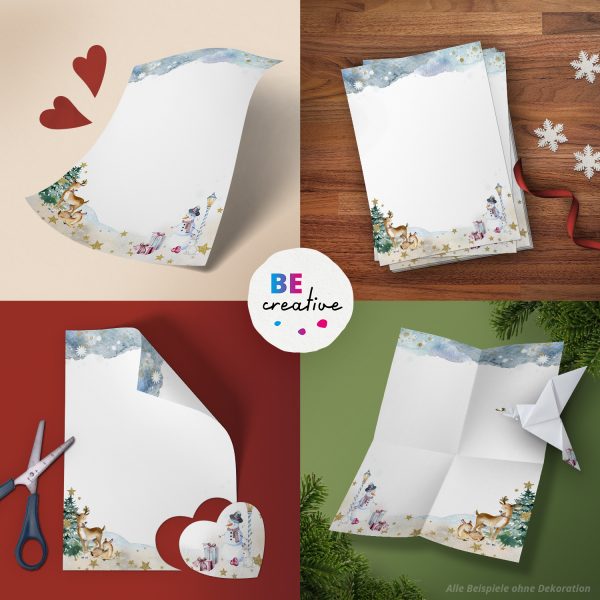 50 Blatt Briefpapier (A4) | Winter Wunderland  | Weihnachten Weihnachtspapier | edles Design Papier | beidseitig bedruckt | Bastelpapier – Bild 2