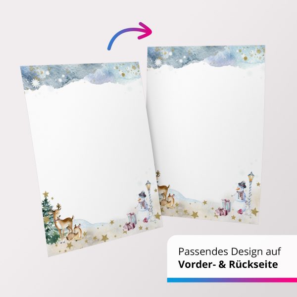 50 Blatt Briefpapier (A4) | Winter Wunderland  | Weihnachten Weihnachtspapier | edles Design Papier | beidseitig bedruckt | Bastelpapier – Bild 5
