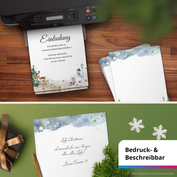 50 Blatt Briefpapier (A4) | Winter Wunderland  | Weihnachten Weihnachtspapier | edles Design Papier | beidseitig bedruckt | Bastelpapier – Bild 6