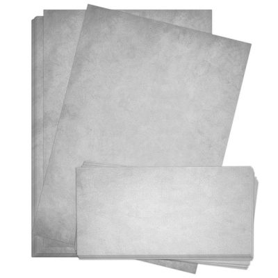10 x Briefpapier und 10 x Briefumschläge Altes Papier Vintage Grau