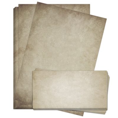 10 Briefpapiere und Briefumschläge SET | Vintage braun | Papier und Umschlag mit Design-Motiv bedruckt | 90 g/m²