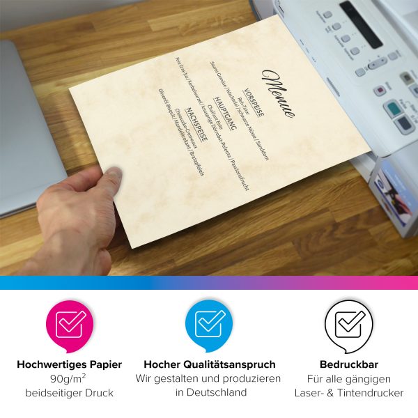 10 Briefpapiere und Briefumschläge SET | Marmor Beige | Papier und Umschlag mit Design-Motiv bedruckt | 90 g/m² – Bild 4