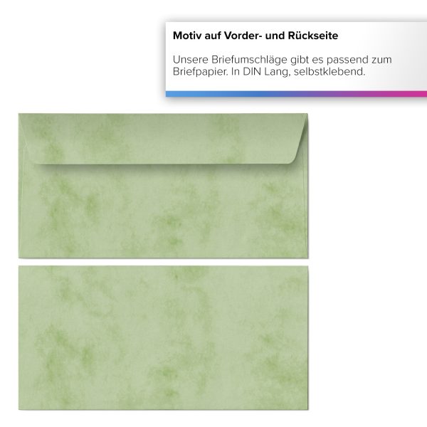 10 Briefpapiere und Briefumschläge SET | Marmor grün | Papier und Umschlag mit Design-Motiv bedruckt | 90 g/m² – Bild 3
