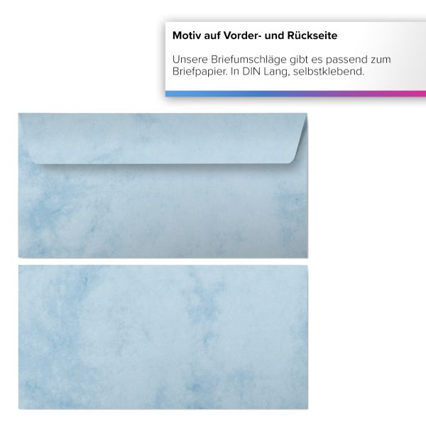 10 Briefpapiere und Briefumschläge SET | Marmor blau | Papier und Umschlag mit Design-Motiv bedruckt | 90 g/m² – Bild 3