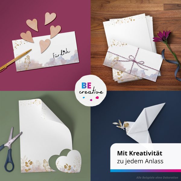10 Briefpapier und Briefumschlag SET | Aquarell Modern edel | Papier und Umschlag mit Design-Motiv bedruckt | 90 g/m² – Bild 2