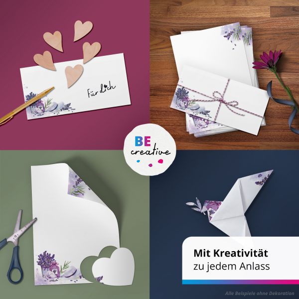 10 Briefpapier und Briefumschlag SET | Lavendel Lila Frankreich | Papier und Umschlag mit Design-Motiv bedruckt | 90 g/m² – Bild 2