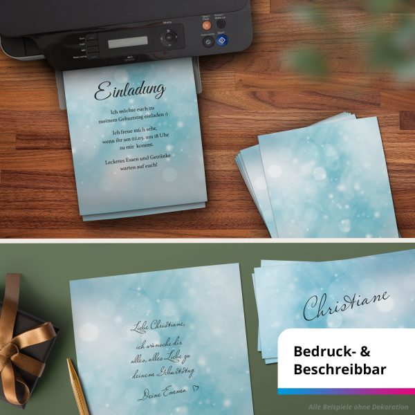 10 Briefpapier und Briefumschlag SET | Blau Hellblau Türkis Wolken | Papier und Umschlag mit Design-Motiv bedruckt | 90 g/m² – Bild 6