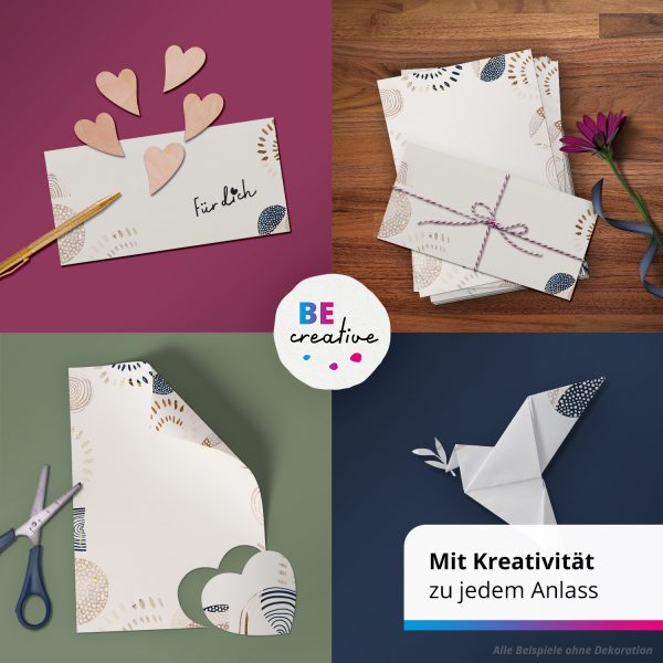 10 Briefpapier und Briefumschlag SET | Moderne Kunst Bo Ho | Papier und Umschlag mit Design-Motiv bedruckt | 90 g/m² – Bild 2