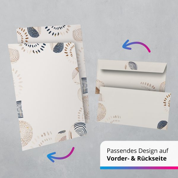 10 Briefpapier und Briefumschlag SET | Moderne Kunst Bo Ho | Papier und Umschlag mit Design-Motiv bedruckt | 90 g/m² – Bild 5