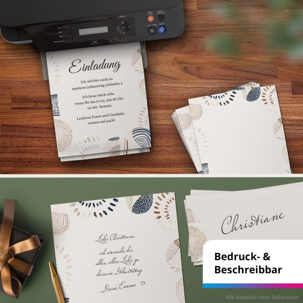 10 Briefpapier und Briefumschlag SET | Moderne Kunst Bo Ho | Papier und Umschlag mit Design-Motiv bedruckt | 90 g/m² – Bild 6