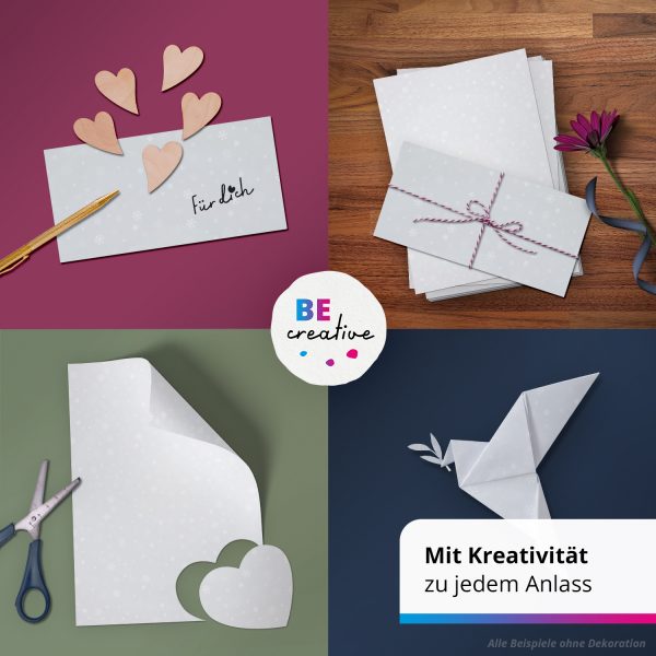 10 Briefpapier und Briefumschlag SET | Winter Weihnachten Schneeflocken | Papier und Umschlag mit Design-Motiv bedruckt | 90 g/m² – Bild 2