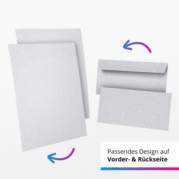 10 Briefpapier und Briefumschlag SET | Winter Weihnachten Schneeflocken | Papier und Umschlag mit Design-Motiv bedruckt | 90 g/m² – Bild 5