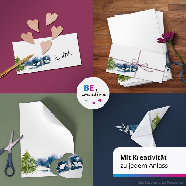 10 Briefpapier und Briefumschlag SET | Weihnachten Winter Landschaft | Papier und Umschlag mit Design-Motiv bedruckt | 90 g/m² – Bild 2