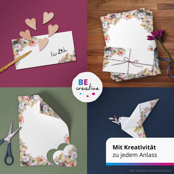 10 Briefpapier und Briefumschlag SET | Herbstblumen Blumen Romantisch | Papier und Umschlag mit Design-Motiv bedruckt | 90 g/m² – Bild 2