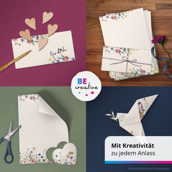 10 Briefpapier und Briefumschlag SET | Aquarell Modern edel | Papier und Umschlag mit Design-Motiv bedruckt | 90 g/m² – Bild 2