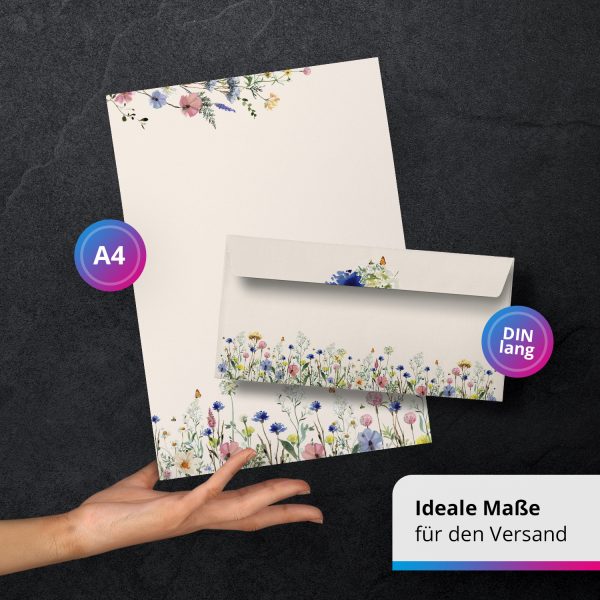10 Briefpapier und Briefumschlag SET | Aquarell Modern edel | Papier und Umschlag mit Design-Motiv bedruckt | 90 g/m² – Bild 3