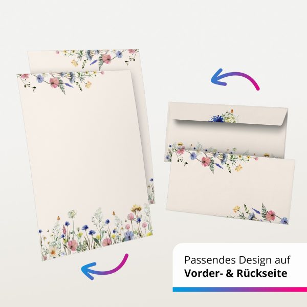 10 Briefpapier und Briefumschlag SET | Aquarell Modern edel | Papier und Umschlag mit Design-Motiv bedruckt | 90 g/m² – Bild 5