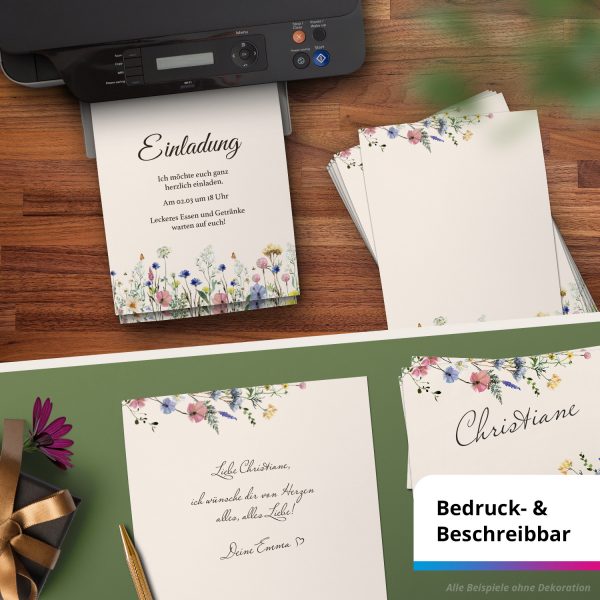 10 Briefpapier und Briefumschlag SET | Aquarell Modern edel | Papier und Umschlag mit Design-Motiv bedruckt | 90 g/m² – Bild 6
