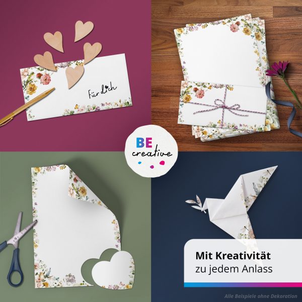 10 Briefpapier und Briefumschlag SET | Aquarell Modern edel | Papier und Umschlag mit Design-Motiv bedruckt | 90 g/m² – Bild 2