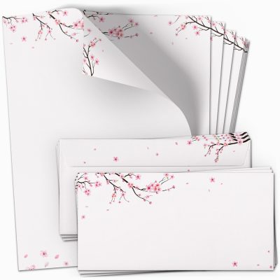 10 Briefpapier und Briefumschlag SET | Aquarell Modern edel | Papier und Umschlag mit Design-Motiv bedruckt | 90 g/m²