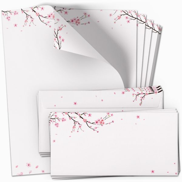 10 Briefpapier und Briefumschlag SET | Aquarell Modern edel | Papier und Umschlag mit Design-Motiv bedruckt | 90 g/m²