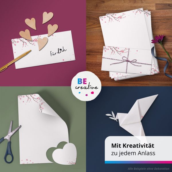 10 Briefpapier und Briefumschlag SET | Aquarell Modern edel | Papier und Umschlag mit Design-Motiv bedruckt | 90 g/m² – Bild 2