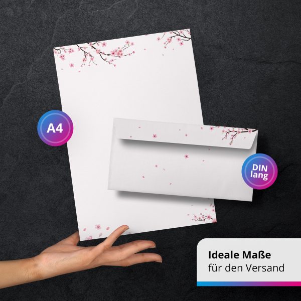 10 Briefpapier und Briefumschlag SET | Aquarell Modern edel | Papier und Umschlag mit Design-Motiv bedruckt | 90 g/m² – Bild 3