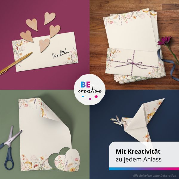 10 Briefpapier und Briefumschlag SET | Aquarell Modern edel | Papier und Umschlag mit Design-Motiv bedruckt | 90 g/m² – Bild 2