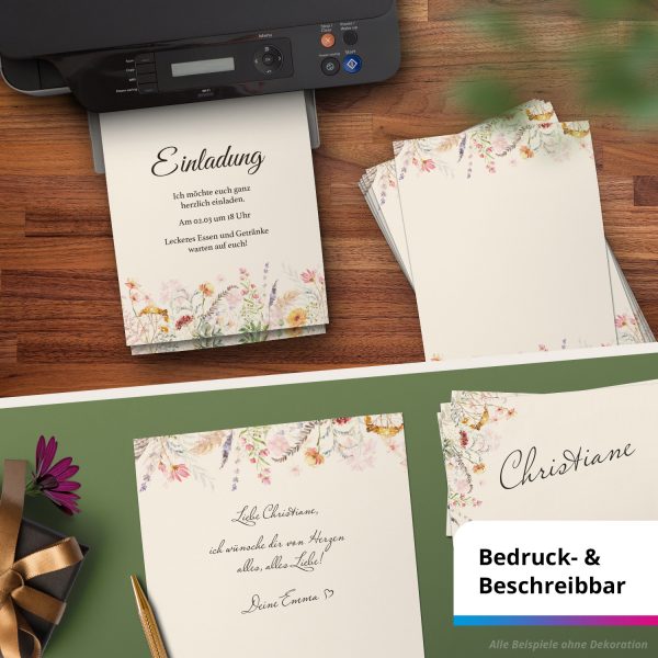 10 Briefpapier und Briefumschlag SET | Aquarell Modern edel | Papier und Umschlag mit Design-Motiv bedruckt | 90 g/m² – Bild 6