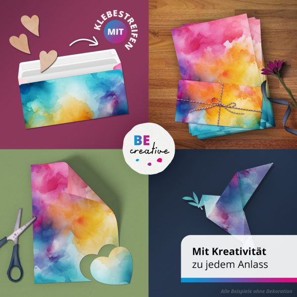 10 Briefpapier und Briefumschlag SET | Aquarell Modern edel | Papier und Umschlag mit Design-Motiv bedruckt | 90 g/m² – Bild 3