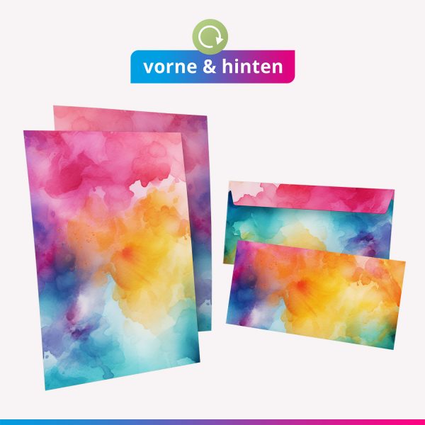 10 Briefpapier und Briefumschlag SET | Aquarell Modern edel | Papier und Umschlag mit Design-Motiv bedruckt | 90 g/m² – Bild 5