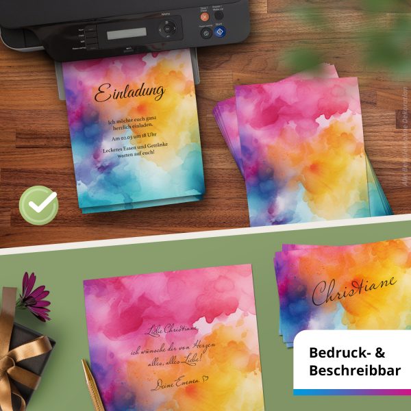 10 Briefpapier und Briefumschlag SET | Aquarell Modern edel | Papier und Umschlag mit Design-Motiv bedruckt | 90 g/m² – Bild 7