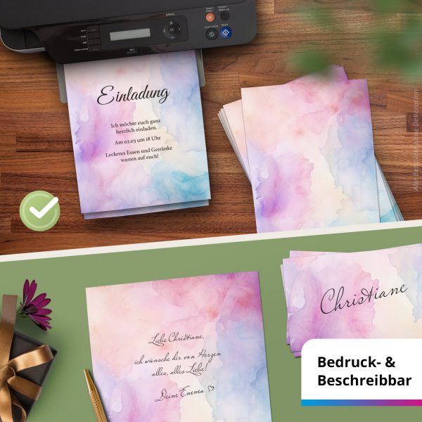 10 Briefpapier und Briefumschlag SET | Aquarell Modern edel | Papier und Umschlag mit Design-Motiv bedruckt | 90 g/m² – Bild 7