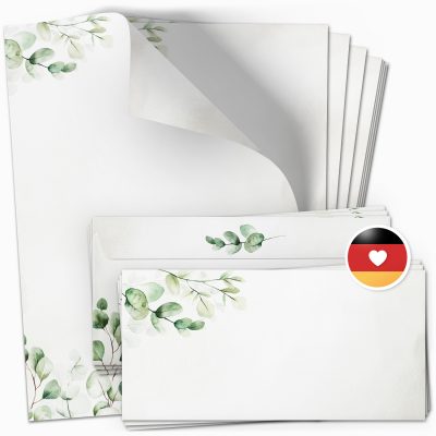 10 Briefpapier und Briefumschlag SET | Aquarell Modern edel | Papier und Umschlag mit Design-Motiv bedruckt | 90 g/m²