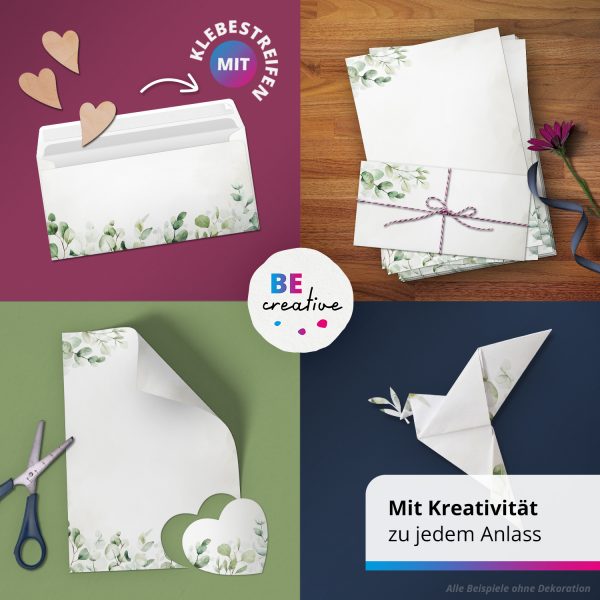10 Briefpapier und Briefumschlag SET | Aquarell Modern edel | Papier und Umschlag mit Design-Motiv bedruckt | 90 g/m² – Bild 3