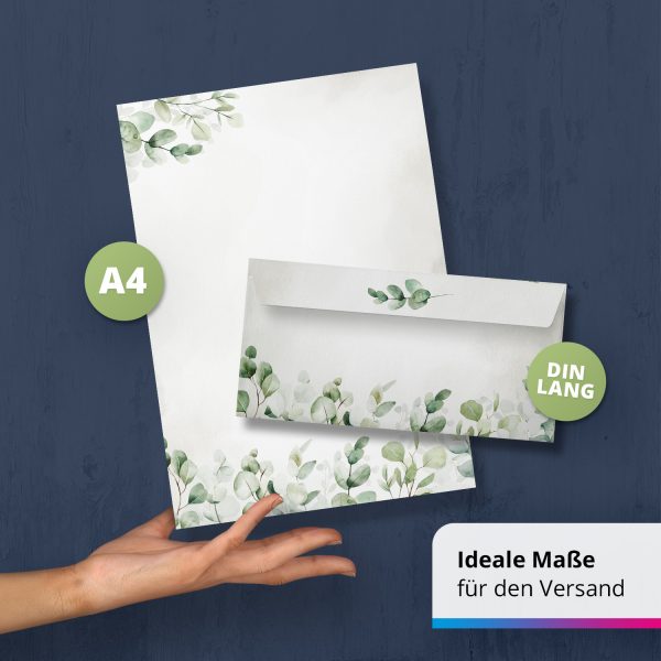 10 Briefpapier und Briefumschlag SET | Aquarell Modern edel | Papier und Umschlag mit Design-Motiv bedruckt | 90 g/m² – Bild 4
