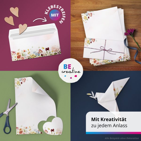 10 Briefpapier und Briefumschlag SET | Aquarell Modern edel | Papier und Umschlag mit Design-Motiv bedruckt | 90 g/m² – Bild 3