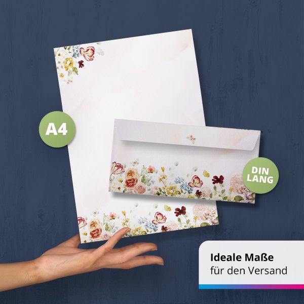 10 Briefpapier und Briefumschlag SET | Aquarell Modern edel | Papier und Umschlag mit Design-Motiv bedruckt | 90 g/m² – Bild 4