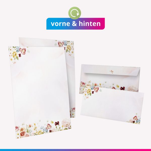 10 Briefpapier und Briefumschlag SET | Aquarell Modern edel | Papier und Umschlag mit Design-Motiv bedruckt | 90 g/m² – Bild 5