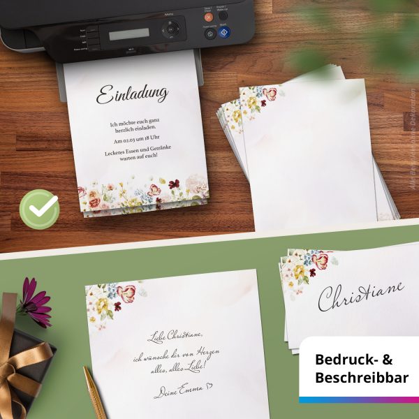 10 Briefpapier und Briefumschlag SET | Aquarell Modern edel | Papier und Umschlag mit Design-Motiv bedruckt | 90 g/m² – Bild 7